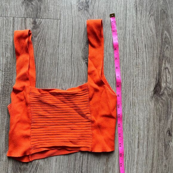 Zara Women's Orange Zara ribbed crop top Size medium - Picture 4 of 4